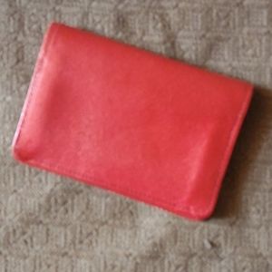Red leather card holder by Leed's of Fifth Avenue